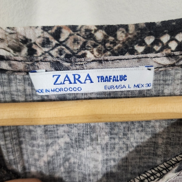 Zara Trafaluc Snakeskin Print Babydoll Tunic Top Women’s L Lightweight - Picture 6 of 12